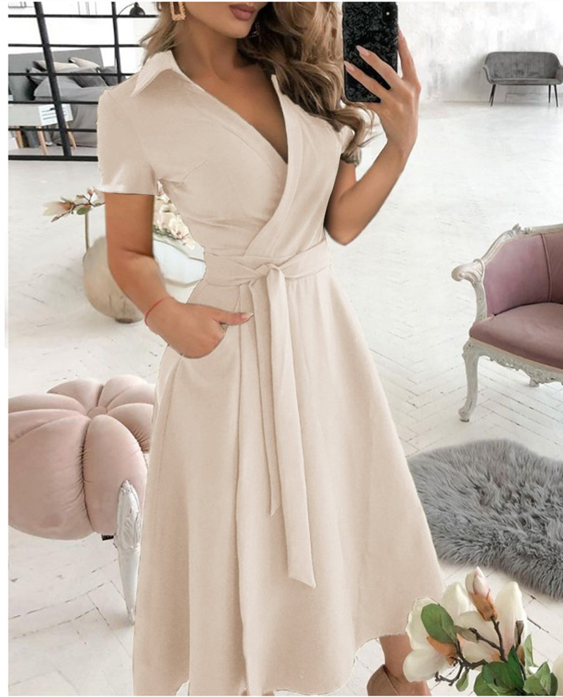 Women's Short Sleeve Wrap Dres - Wrap Dress Work reseña y precio