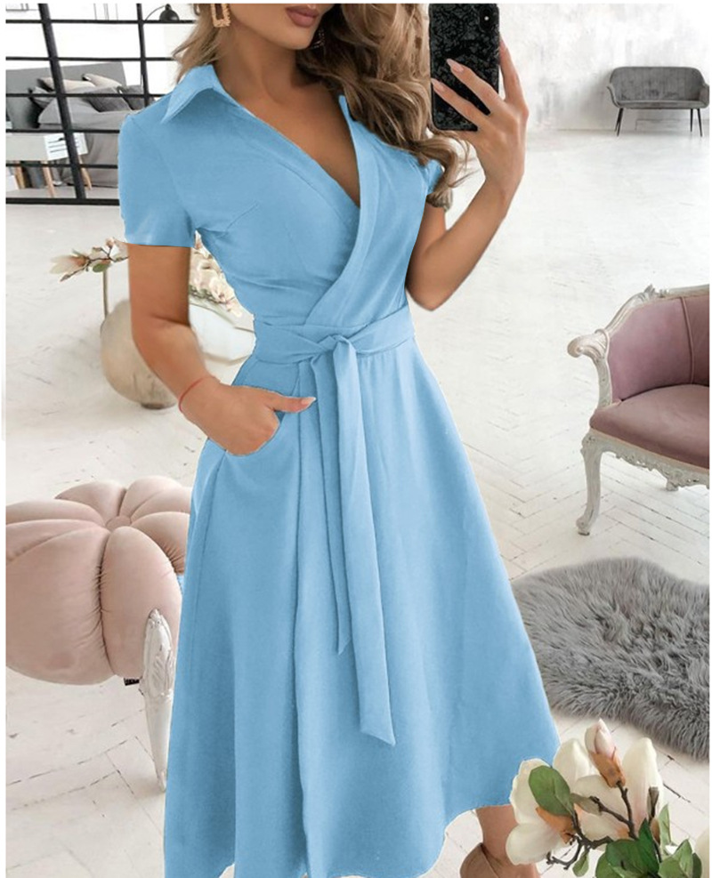 Women's Short Sleeve Wrap Dres - Wrap Dress Work reseña y precio
