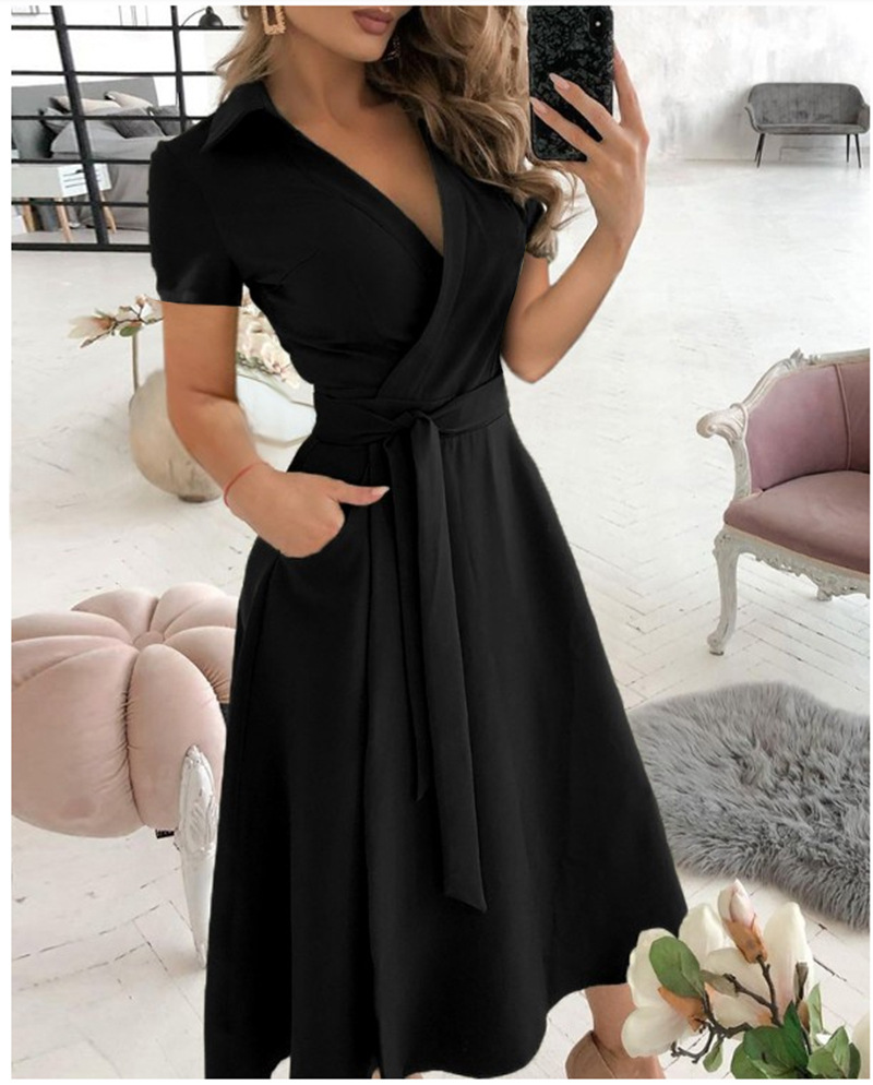 Women's Short Sleeve Wrap Dres - Wrap Dress Work reseña y precio