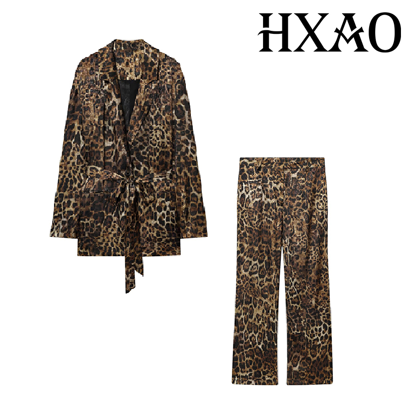 HXAO Leopard Pants Sets 2 Piec - Women'S Formal Wear Suit reseña y precio
