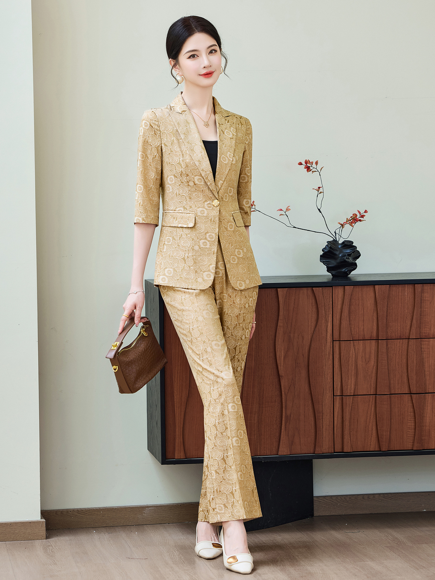 Fashion Apricot Half Sleeve Pr - Women'S Office Formal Wear For Ladies reseña y precio