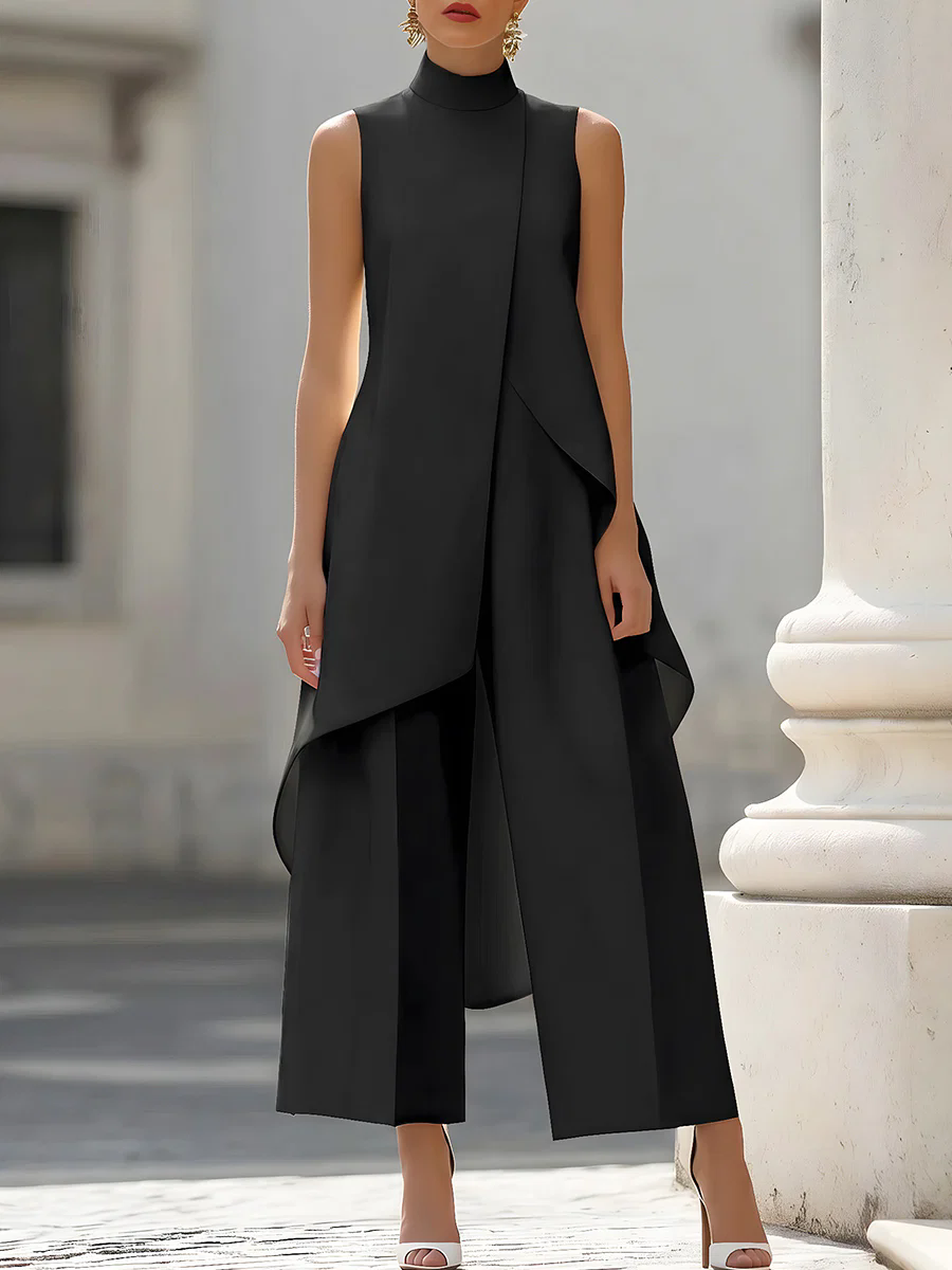 Sleeveless High Neck Asymmetri - Women'S Office Formal Wear For Ladies reseña y precio