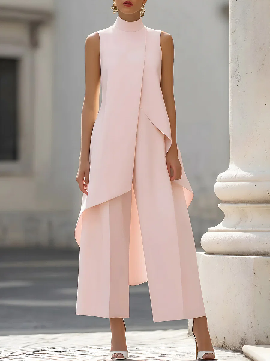 Sleeveless High Neck Asymmetri - Women'S Office Formal Wear For Ladies reseña y precio