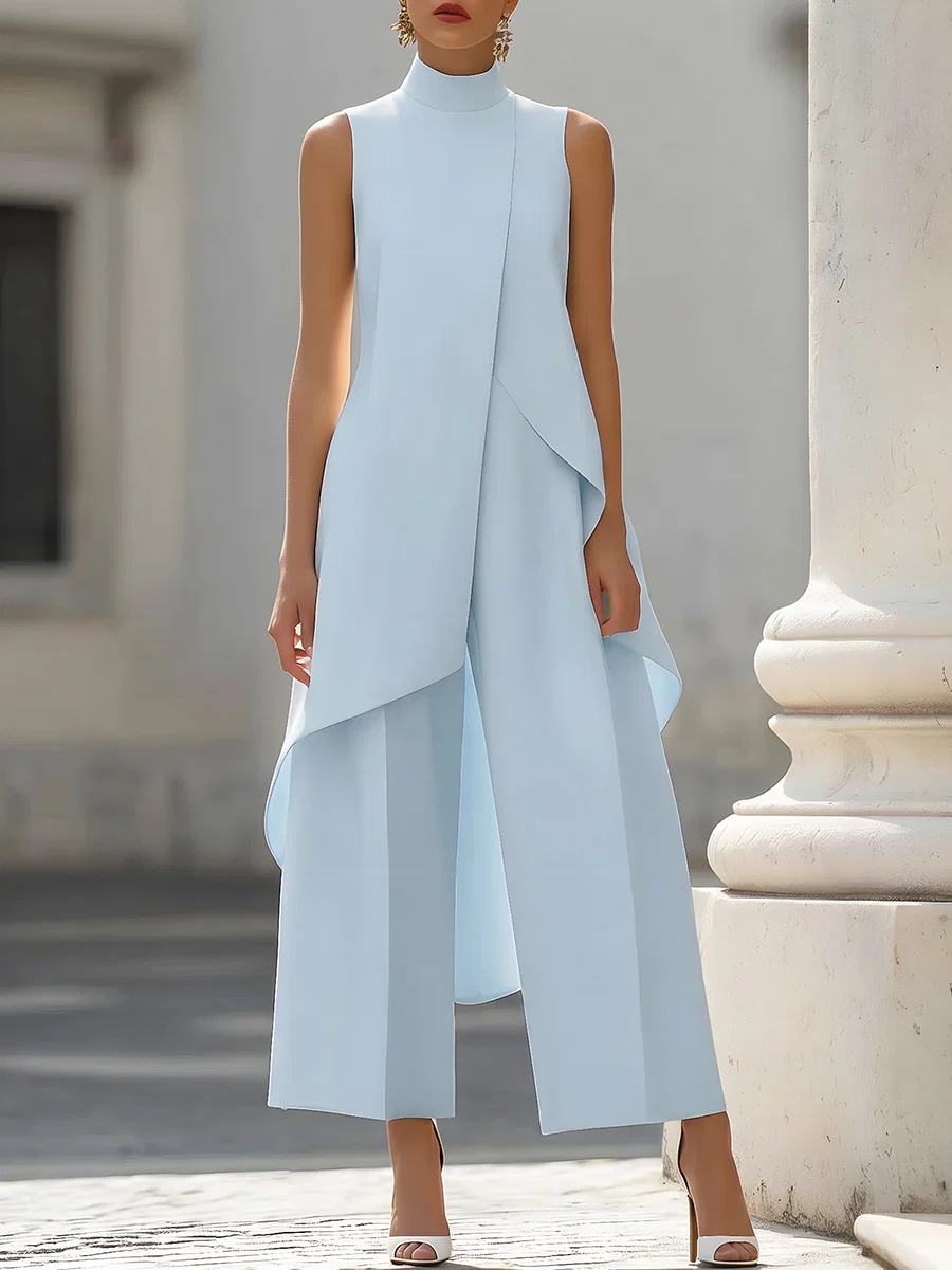 Sleeveless High Neck Asymmetri - Women'S Office Formal Wear For Ladies reseña y precio