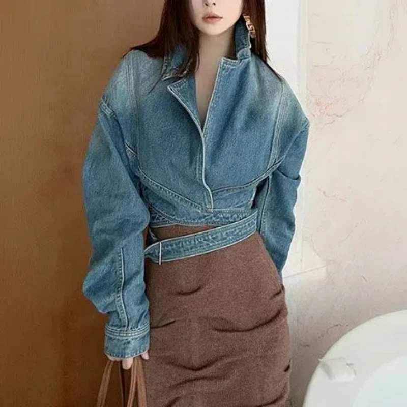Blue Washed Retro Denim Jacket - Unique Women'S Formal Wear reseña y precio