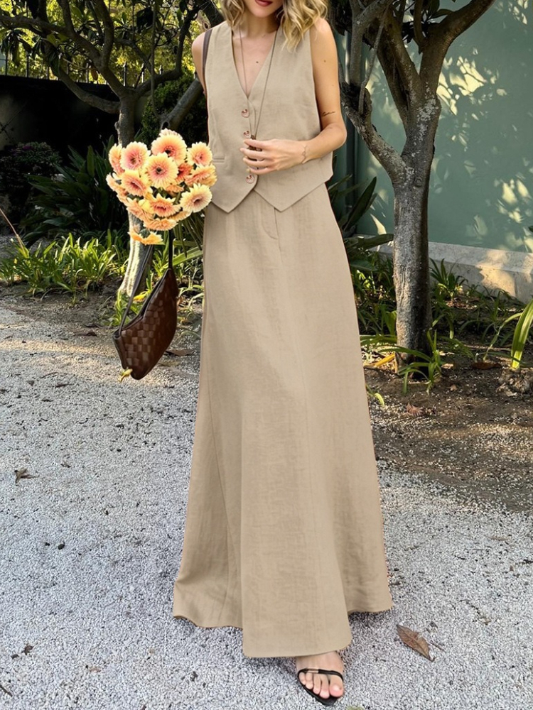 Womem's Chic Vest Long Skirt 2 - Shift Dress Sleeveless reseña y precio