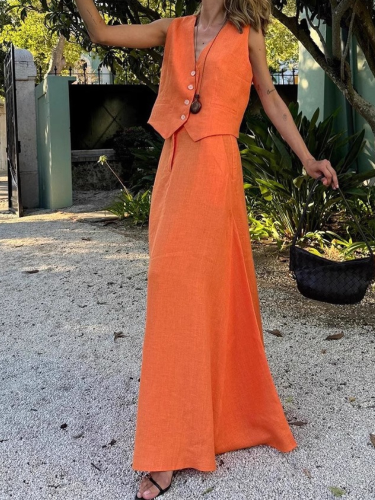 Womem's Chic Vest Long Skirt 2 - Shift Dress Sleeveless reseña y precio