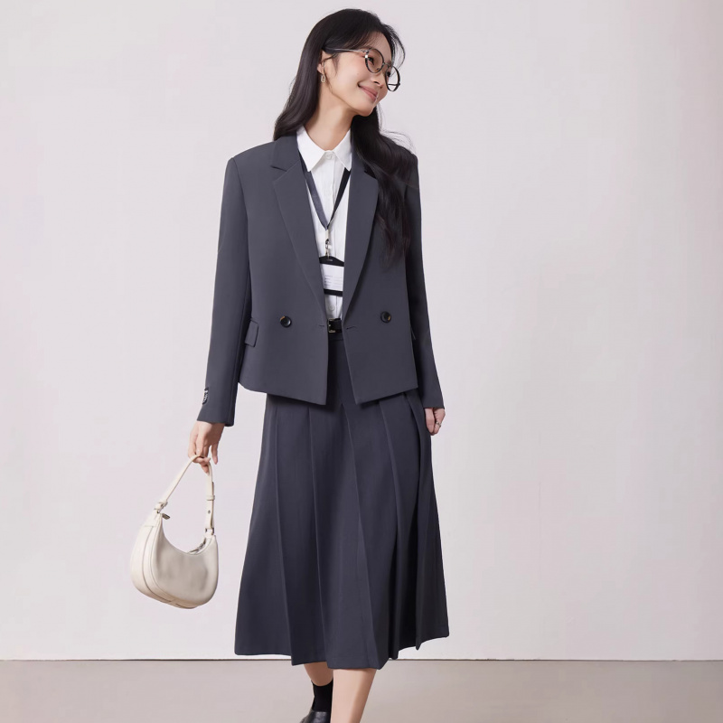 Gray women's suit set for spri - Women'S Formal Wear Petite reseña y precio