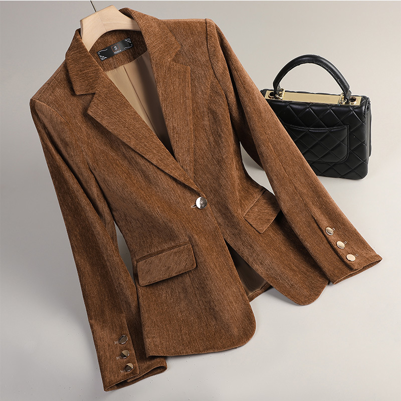 Yellow Gold Velvet Blazer Wome - Women'S Office Formal Wear For Ladies reseña y precio