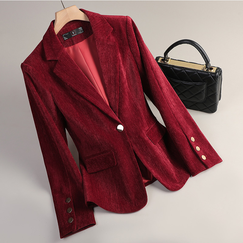 Yellow Gold Velvet Blazer Wome - Women'S Office Formal Wear For Ladies reseña y precio