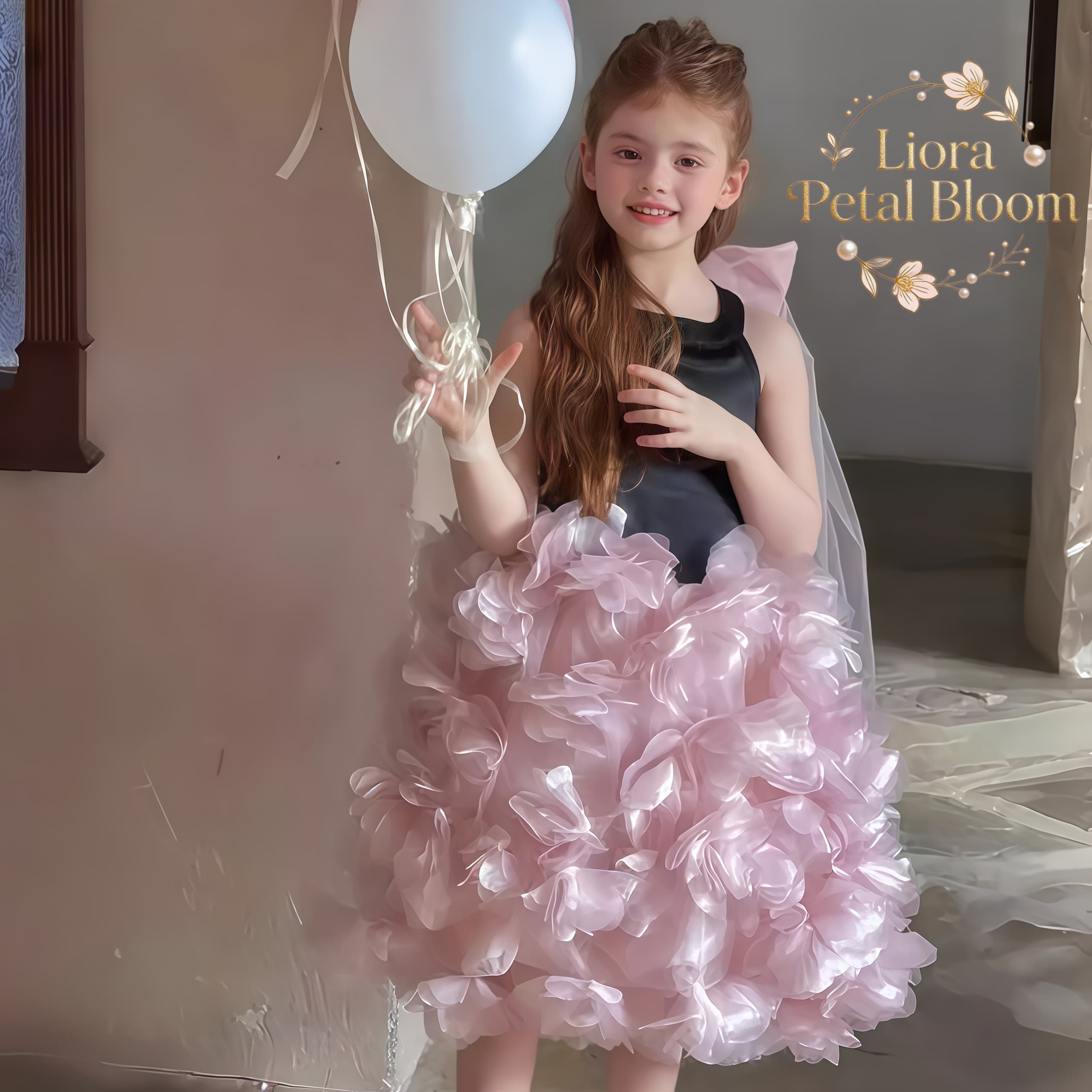 Girls' Black Floral Tulle Dres - Formal Wear Gowns For Women reseña y precio