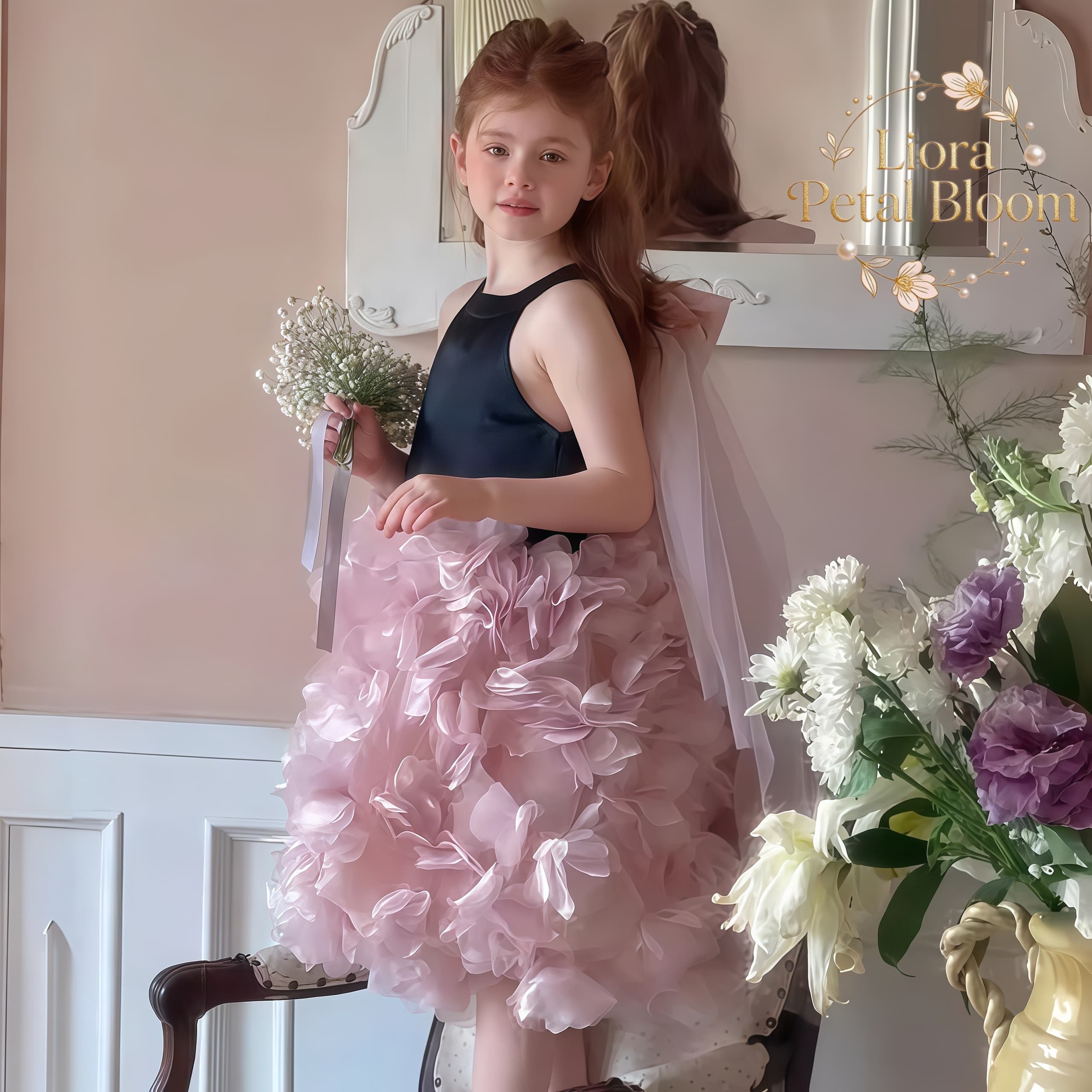 Girls' Black Floral Tulle Dres - Formal Wear Gowns For Women reseña y precio