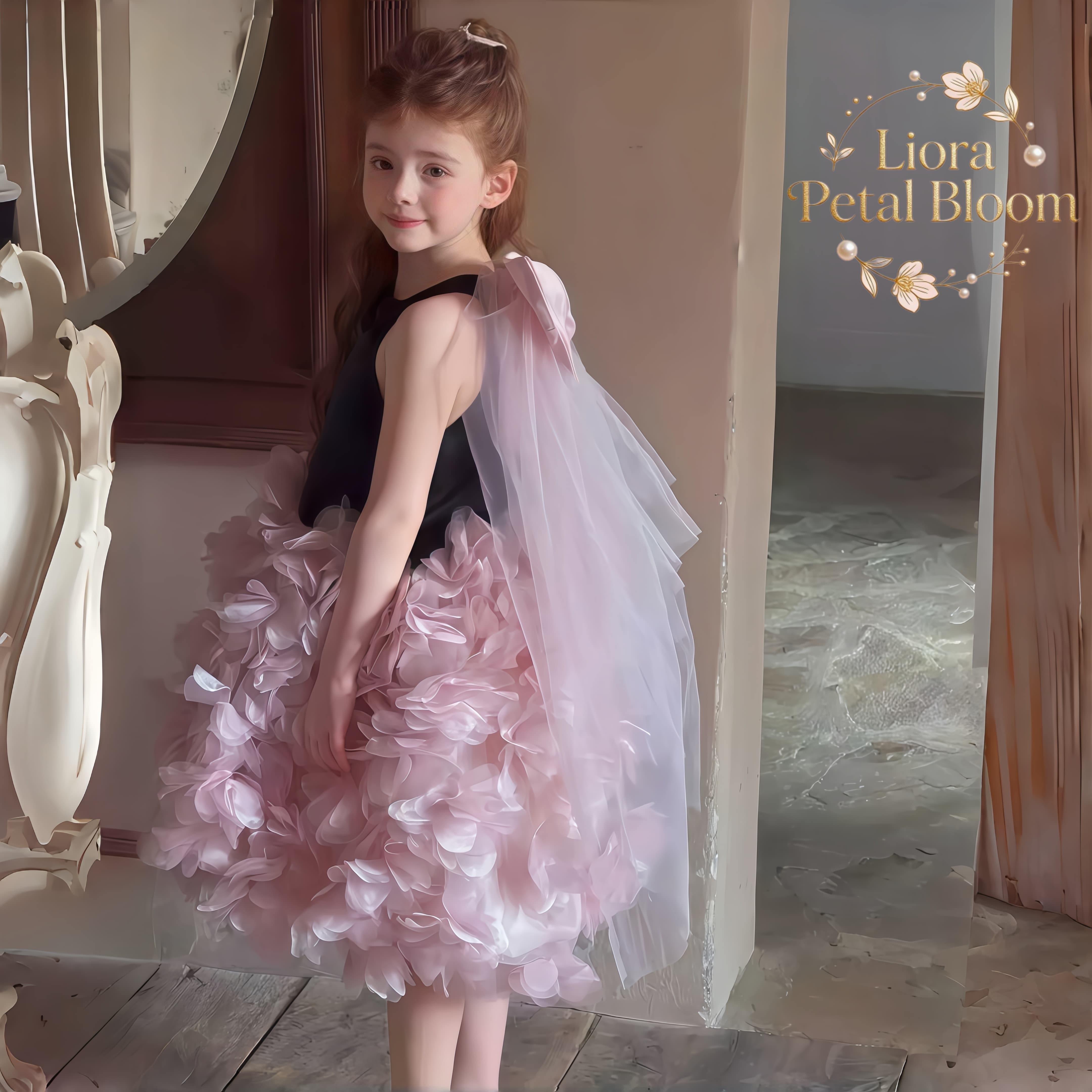 Girls' Black Floral Tulle Dres - Formal Wear Gowns For Women reseña y precio