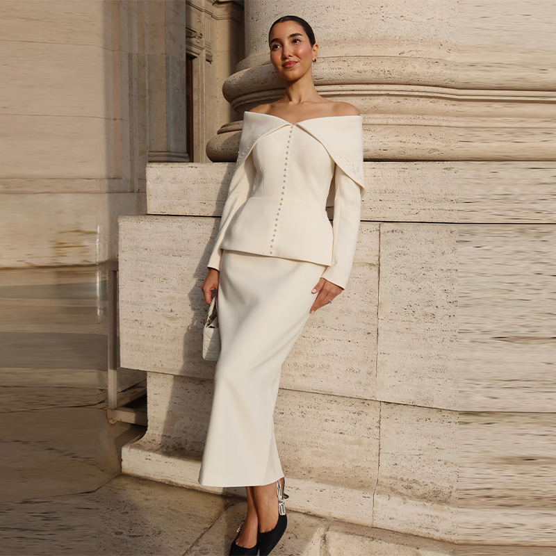 Elegant French White Peplum Tw - Women'S Formal Wear Suit reseña y precio