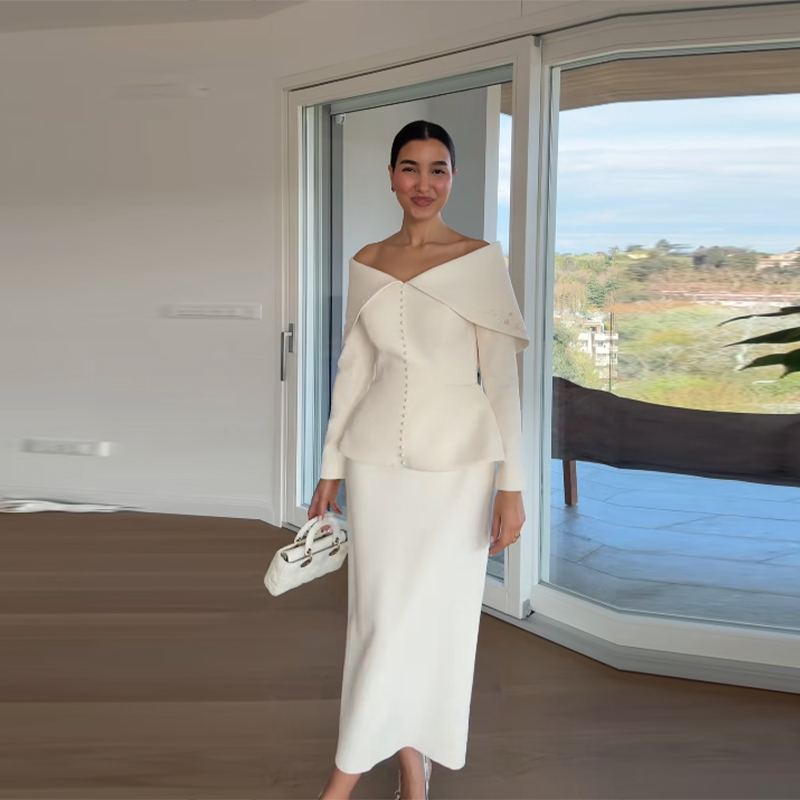Elegant French White Peplum Tw - Women'S Formal Wear Suit reseña y precio