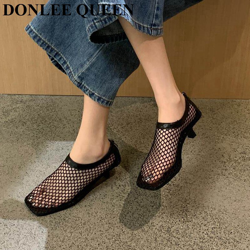 Vintage Mesh Square Toe Mule S - Kitten Heel Women reseña y precio