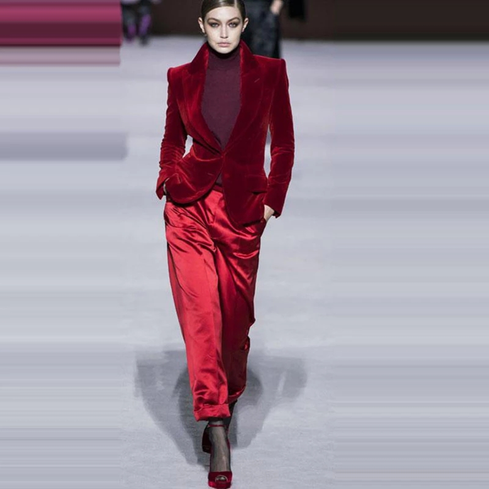 Women Pant Suits Wine Red Velv - Women'S Office Formal Wear For Ladies reseña y precio