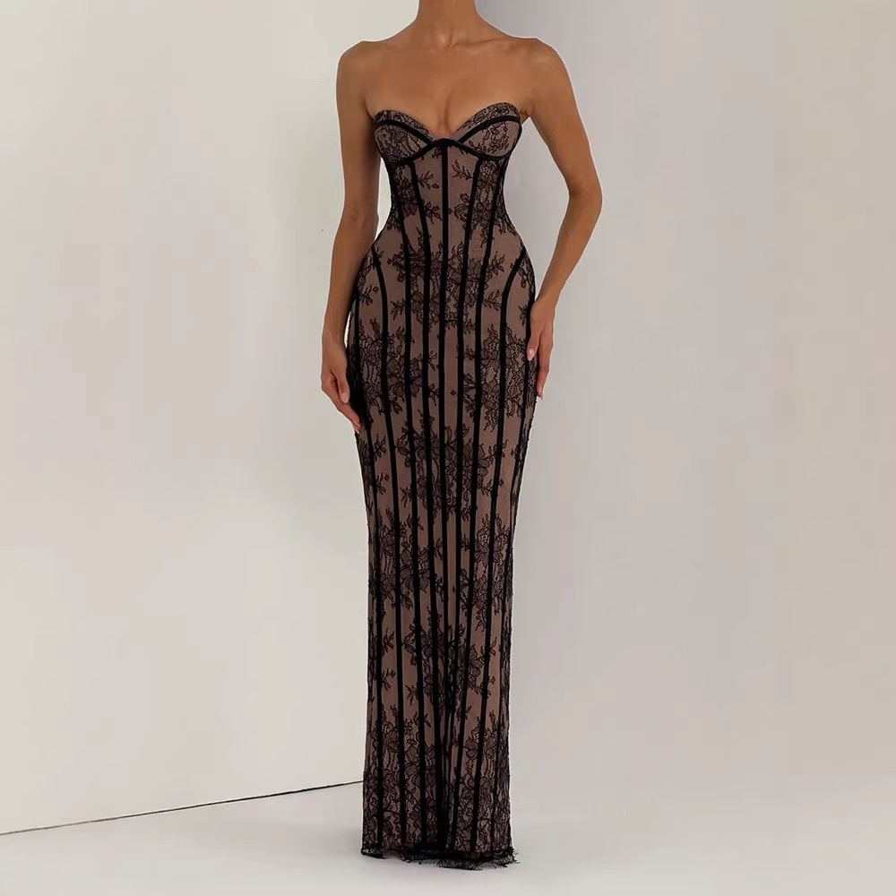 Strapless Bodycon Maxi Dress f - Shift Dress Sleeveless reseña y precio