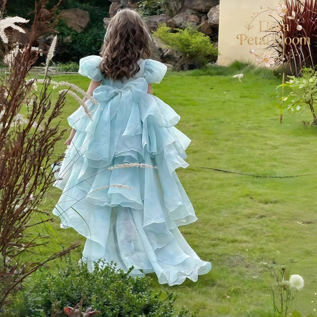 Blue Tulle Gown  Girls' Bow Pa - Formal Wear Gowns For Women reseña y precio