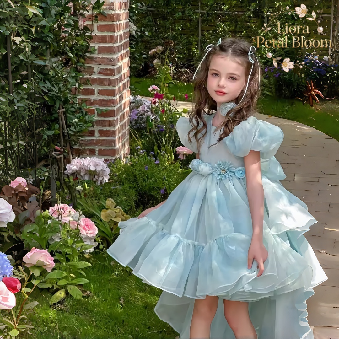 Blue Tulle Gown  Girls' Bow Pa - Formal Wear Gowns For Women reseña y precio